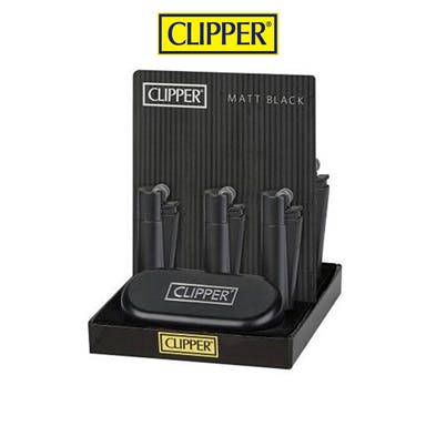 Clipper Taşlı Metal Çakmak Matt Black MT-106