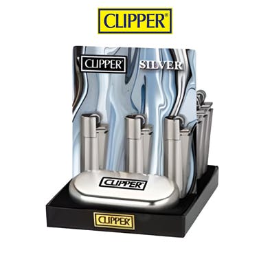 Clipper Taşlı Metal Çakmak Matt Silver MT-101